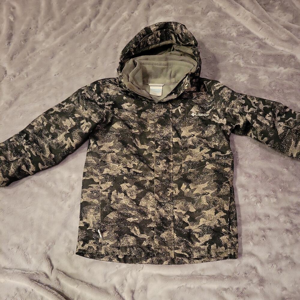 Columbia Interchange Jacket Omni-Tech Hooded Camo Print Kids youth SZ M